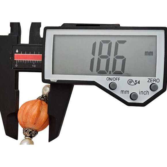 Sterling Silver Pumpkin Coral Baroque Pearl Strand Necklace, 20" Long - Picture 8 of 9